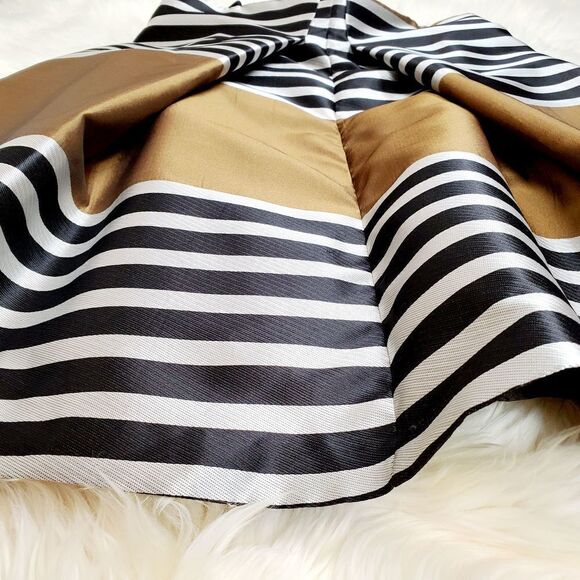 Asos Striped Gold Black Pleats Midi Skirt SALE - Picture 11 of 12